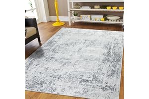 Capslpad Grey Abstract Area Rug 120x180cm Modern Short Pile Soft Faux Wool Living Room Rug Washable Indoor Rug Non Slip Minimalist Floor Mat Rugs for Living Room Bedroom Office Area Kitchen Decor