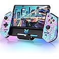 HELLCOOL Switch Controller for Nintendo Switch/OLED,Switch Pro Controller for Handheld Grip with Hall Effect Joystick,One-Piece Switch Joycon with Turbo/Programmable/6-Axis/Vibration/RGB/4 Card Slot