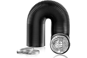 Hon&Guan ø100mm 4inch Aluminium PVC Ventilation Air Ducting, Flexible Vent Hose Pipe for Mobile Air Conditioning, Cooker Hood, Extractor Fan (ø100mm*10m, Black)