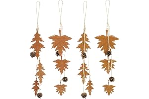 Frank Flechtwaren - Set di 4 ganci in metallo con foglie autunnali