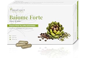 ‎SANAEXPERT SanaExpert Baiome Forte, pflanzlicher Fettbinder zum Abnehmen, mit Artischocke Kaktus, Grüntee, Grüner Kaffee, vegetarisch, glutenfrei, 60 Kapseln
