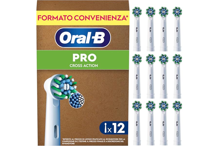 Oral-B Replacement Toothbrush Heads for Oral B Electric Toothbrush, 12 Pro Cross Action Heads, Pack Fits Letterhole