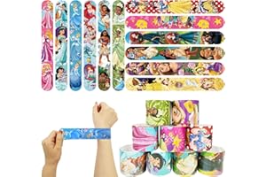 Pellinch Set di 12 braccialetti da principessa con chiusura a scatto, per feste di compleanno dei bambini, per ragazzi e ragazze, accessori per feste, Polivinilcloruro (PVC)