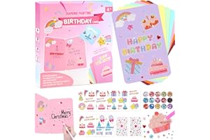 DIKENCE Birthday Gifts for 5 6 7 8 9 10 Year Old Girls Presents for 6-7-8-9-10 Year Olds Girl, Arts and Crafts for Kids Age 6-11 Diamond Painting Kit Cards and Envelopes Boys Girl Toys Age 5-12 Greeting Card