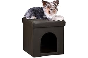 Relaxdays Banco/Casa para Perros, Cuero de imitación, Marrón