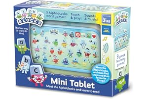 ALPHABLOCKS MiniTablet Toy - Interactive Learning Device with Touchscreen & Sounds for Letter Recognition & Phonics Games - Educational Toys for 3+ Year Olds with Alphabet Characters & Vocabulary