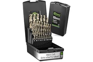 Pinava® Metallbohrer Set HSS Cobalt Pro [Extra Scharf & Robust] 25tlg. Profi Bohrer für Edelstahl, Stahl, Eisen etc. - Präzise Edelstahlbohrer selbstzentrierend, 1-13mm, 0.5mm Schritte