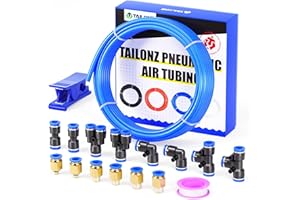 TAILONZ PNEUMATIC Blue 6mm OD 4mm ID Polyurethane PU Air Hose Pipe Tube Kit 10 Meter 32.8ft