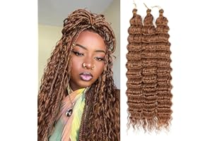 MLETULIPS Ocean Wave Crochet Hair Extensions Deep Wave Braiding Crochet Hair Soft Synthetic Curly Braiding Crochet Hair for Black Women (18 inch (pack of 3）, 30#)