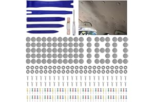 EAEVKPI Puntine Per Cielo Auto, 130 pezzi, Kit Riparazione Cielo Auto, baldacchino e strumenti a leva, set per auto, rivetti e rivetti con spille, cacciavite, metro a nastro per tutte le auto