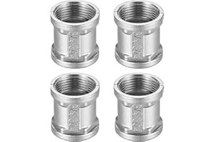 QEAPUG 4 Stk Doppelnippel 3/4 Zoll, Edelstahl Muffe 3/4" IG/IG, 3/4 Zoll Innengewinde Edelstahl Verbindungsstück Adapter, Doppelmuffe Anschlussnippel für Rohranschluss