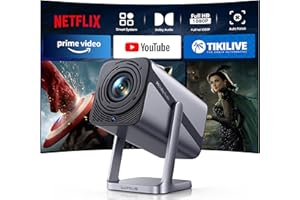IWIMIUS Smart Proyector Portátil 4K con APP/Dolby/Auto Focus&Keystone, Proyector WiFi Bluetooth 1080P Nativo Full HD, Proyectores Compatible con Netflix, Zoom al 50%, Giratorio 360° para Móvil/PC/Cine en Casa