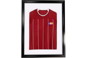 Vivarti DIY Adult Sports Shirt Display Frame for Football Shirt, Rugby Shirt, Band T-Shirt Shadow Box - 60x80cm - Black Frame, Black Inner, White Mount