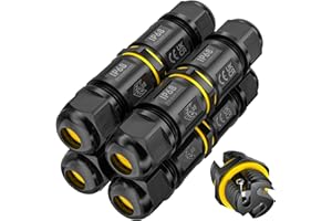 Waterproof Junction Box Outdoor Cable Connectors IP68 Connector External Sleeve Coupler, 2-Way Outdoor Extension Electrical Cable Protector SOMELINE® Connectors Cable Diameter Ø 5mm-9mm (Pack of 4)