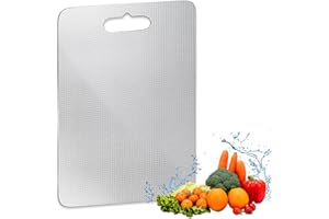 Collazoey Tytanowa deska do krojenia, stal nierdzewna 306, nie zawiera BPA, deska do krojenia ze stali nierdzewnej, nadaje się do krojenia mięsa i warzyw, łatwa do czyszczenia (34 x 23 cm)