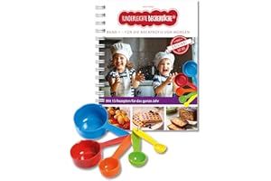 Becherküche Volume 1 : pour les professionnels de la pâtisserie du matin, kit de pâtisserie avec 5 verres doseurs colorés pour mesurer, 15 délicieuses recettes, pâtisserie avec enfants, livre de