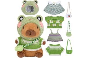 9 PCS Capybara Peluche Kawaii Poupée en Peluche Capibara avec Vetement Peluches Mignonne Animal en Peluches Capybara de Simulation Doudou Capibara Jouet Cadeau Noël Anniversaire Fille Garçon Enfant