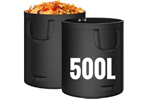 OIFIKAA 500L Heavy Duty Garden Waste Bags, 2 Pack Reusable Gardening Leaf Bags with Reinforced Handles, Tear-Resistant Lawn Bags for Yard Waste, Plant Debris, Grass & Leaves