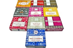 Nature's Spirit Exclusive Coni di Incenso Satya Nag Champa Golden Vijayshree Goloka Confezione da 10 Pezzi