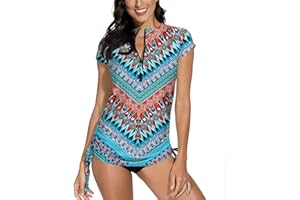 BesserBay Damen Rashguard Shirt UPF 50+ Sonnenschutz Stehkragen Kurzarm 1/4 Zip Schwimmen Top S-XXL