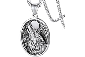 FaithHeart Collar Lobo Vikingo Hombre Acero Inoxidable 316L Colgante Animal Odin Collar Vikingo Nórdico Talismán de Protección