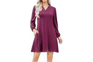 Clearlove Vestido de verano para mujer, cuello en V, pétalos, manga corta, vestido de playa, informal, de algodón, con bolsillos