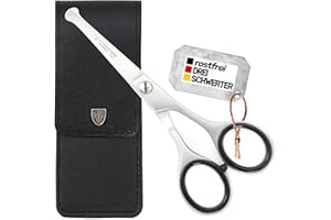 DREI SCHWERTER - Rostfreie professionelle Nasenschere Nasenhaarschere Ohrenschere Ohrenhaarschere im Kunstleder Etui