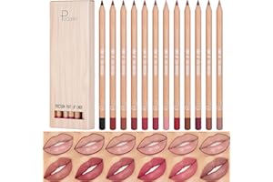 LOPHE 12 Couleurs Lipliner Crayon Set,Nude Crayons à Lèvres,Crayon à Lèvres Onctueux et Crémeux,Imperméable à l'Eau Lèvres Maquillage Soft Pencil Durable Mat Lisse Ultra Fine Lipliner,C