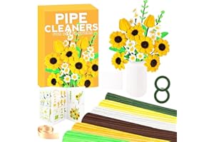 ZEIZHUBN 270 Pcs Pipe Cleaners for Craft, Pipe Cleaner Craft Set in 5 Colors, Pipe Cleaner Flower Chenille Stems with Flower Core Florist Tape, DIY Arts & Crafts Supplies for Gift Holiday Decoration