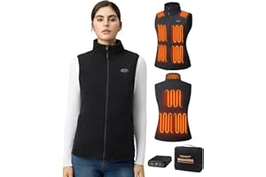 Topdot Pile Gilet Riscaldato Donna con Batteria 7.4V 16000mAh, 10 Zone di Riscaldamento con 3 Temperature, Polare de Peloso Gilet Termico Leggero per Ciclismo, Lavori All'aperto