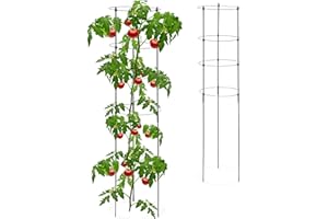 Relaxdays Rankhilfe 2er Set, Metall & Kunststoff, 120 cm hoch, 4 verstellbare Ringe, Rankstütze Kletterpflanzen, schwarz