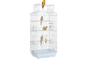 Yaheetech Vogelkäfig Vogelvoliere Tierkäfig Vogelhaus für Papagei Wellensittich 46 x 35.5 x 104.5cm Weiß
