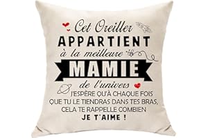 Hasodeo Mamie Cadeau Original Housse de Coussin - Idée Cadeau pour Mamie Grand-mère Anniversaire Baptême Fête des Grands-mères