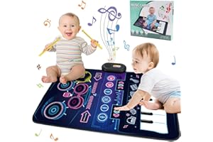 JENILILY Jouets pour bébé 1 an, Tapis de Musique 2 en 1 Et Jouet de Batterie pour Tout-Petits, Cadeaux pour Garçons et Filles de 1, 2 3 Ans