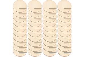 Nbbwwu Marqueurs de boissons en bois, étiquettes de boissons | Étiquettes de boissons en bois pour verres,Ensemble de 40 étiquettes rondes en verre à boisson, marqueur doré vierge, étiquettes