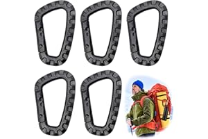 GOERPN 5 Stück Karabiner Kunststoff Karabinerhaken Plastik Molle D-Form Karabiner Plastik Schwarz Set ABS Karabiner Clip für Outdoor Seile Rucksäcke Angelruten Camping Wandern Angeln Rucksack