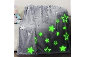 ‎WINTHOME Winthome Kuscheldecke Kinder, Deck Glow In The Dark, Fleecedecke 130x170cm Weiche Flauschig, Babydecke Warme Kuschelig, Sofadecke für Mädchen Junge, Geschenke, Passend zu Allen Jahreszeiten (Stern)