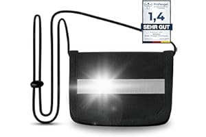 Berninja Geldbeutel mit Sichtfenster zum Umhängen Kinder-, Schüler -Portemonnaie, Brustbeutel, mit Reflektor Streifen für Jungen und Mädchen Portmonee (Schwarz)