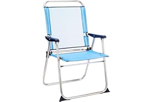 Solenny 50001072725229 8434826105229-Chaise de Plage Pliante Marine avec Dossier Haut Bleu, Métal