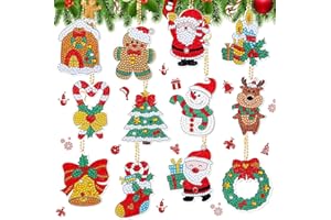 EKKONG Diamond Painting Portachiavi Natale 12 Pezzi Portachiavi Natale Bambini Pittura Diamante Portachiavi Bambini per la Decorazione Portachiavi Delle Borse Natalizie
