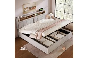 Dolamaní Łóżko tapicerowane, 140 x 200 cm, podwójne łóżko z zagłówkiem i USB, łóżko kontynentalne z listwami (beżowo-C, 140 x 200 cm)