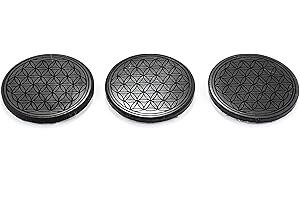 KASHU SN NATURSTEIN UG - Juego de 3 placas de Shungit (redondas y pulidas, 30 mm)