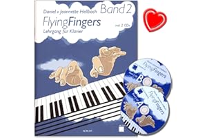 Acanthus Music Flying Fingers Band 2 – Schulklavier mit 2 CDs und farbigem Herznotenclip – Arbeitsmaterial für Technik, Improvisationstheorie und Wissensnotiz – Autor Daniel Clear BACH