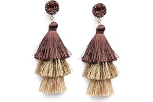 Me&Hz Colorful Layered Fashion Tassel Earrings Bohemian Big Dangle Drop Earrings for Women Girls Hypoallergenic Stud Birthday/Party/Valentine Day Gift