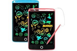 ASAB 2 Pack LCD Writing Tablet 8.5 Inch LCD Drawing Board For Kids Colourful Screen Twin Pack Educational Learning Pads Airplane Travel Kids Toys Portable Doodling Notes Making Pad For Girls Boys Gift