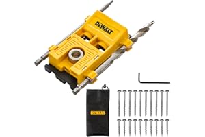 DEWALT Twin Pro Pocket Hole Jig Kit with MagniClip™ Storage System – Pocket Hole Jig with Twin Drill Guide, Pocket Hole Drill Bit, Storage bag & Pocket Screws – Heavy-Duty Drill Jig for Woodworking