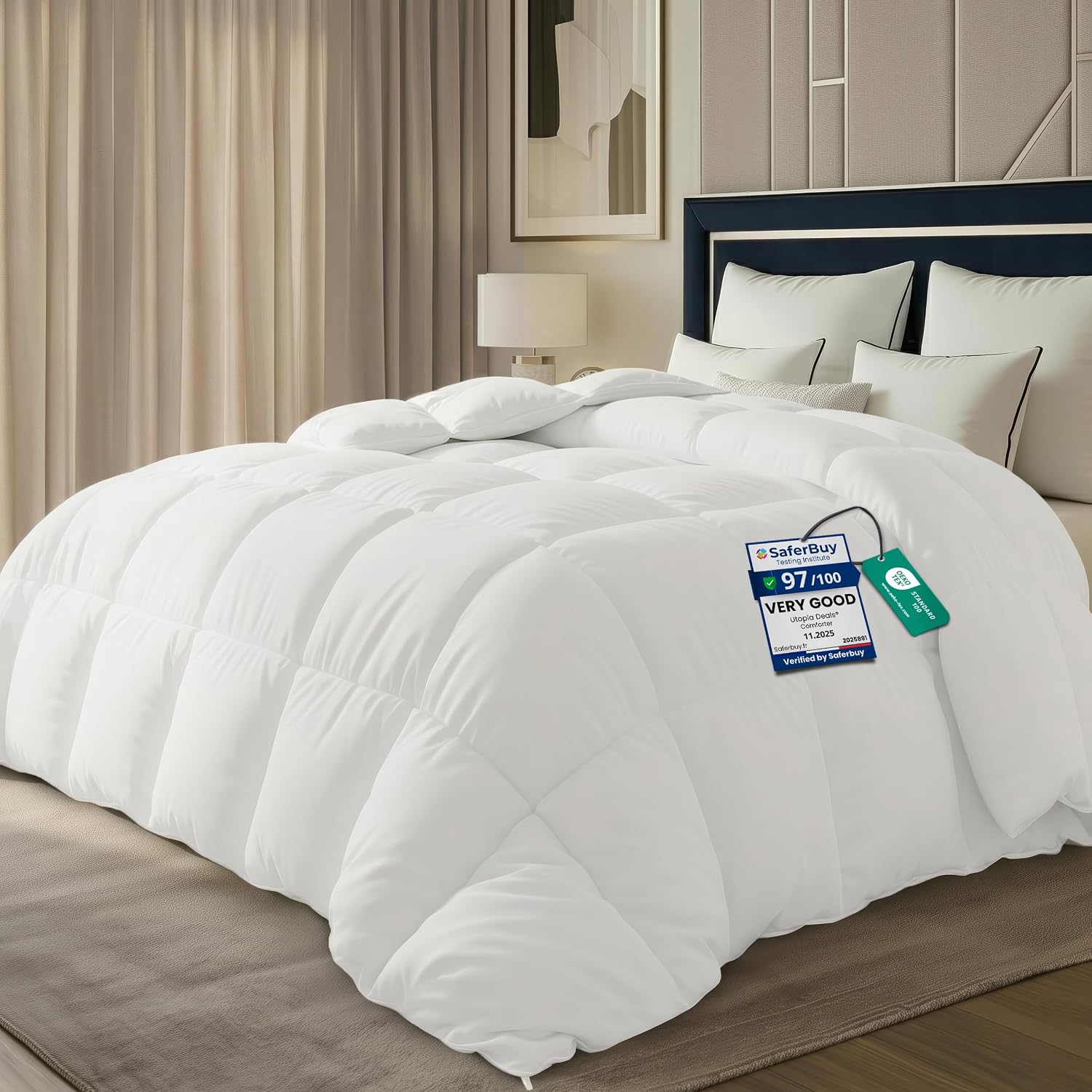 Utopia Bedding Duvet,10.5 Tog coverless Duvet with Corner Tabs, Box Stitched Quilt (King, White)