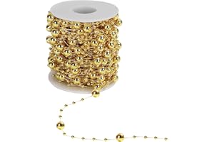 Belle Vous Guirnalda Navidad de Abalorios (Pack de 3) – Cadenas de Abalorios de 10 m Dorado, Rojo y Plateado para Decorar Mesas Adornos (Design 2)