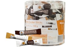 ‎HELLMA Hellma Mini Zucker-Sticks 200 Stk. je 2,5 g – kurz - 500 g Vorrats-Box - Zuckertütchen einzeln, für Espresso