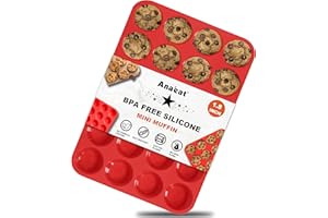 Anaeat Silicone Muffin Pan - Mini 24 Cups Cupcake Tray, Non-Stick Silicone Baking Molds for Making Muffin Cakes, Cupcake, Chocolate, Bread, Tart and Desserts, Just Pop Out